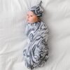 Little Sleepies Gray Marble Swirl Bamboo Viscose Swaddle and Hat Set