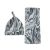 Gray Marble Swirl Bamboo Viscose Swaddle and Hat Set from Little Sleepies