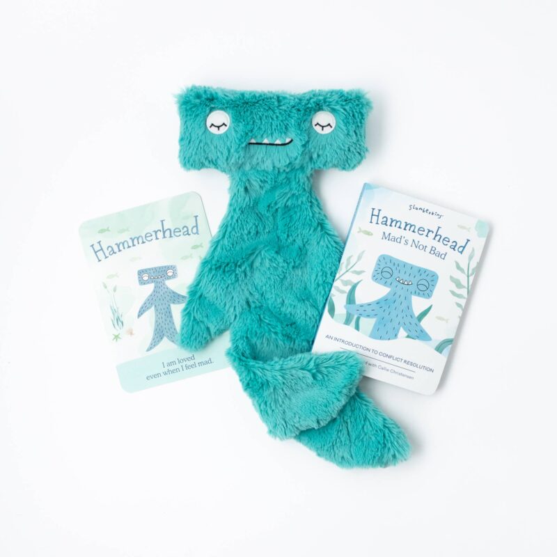 Slumberkins Turquoise Hammerhead Snuggler and Board Book Bundle