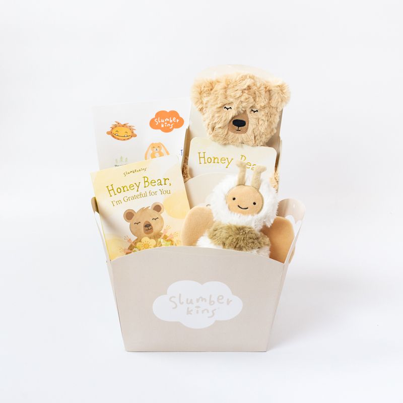 Slumberkins Honey Bear Snuggler and Bee Mini Gratitude Gift Basket