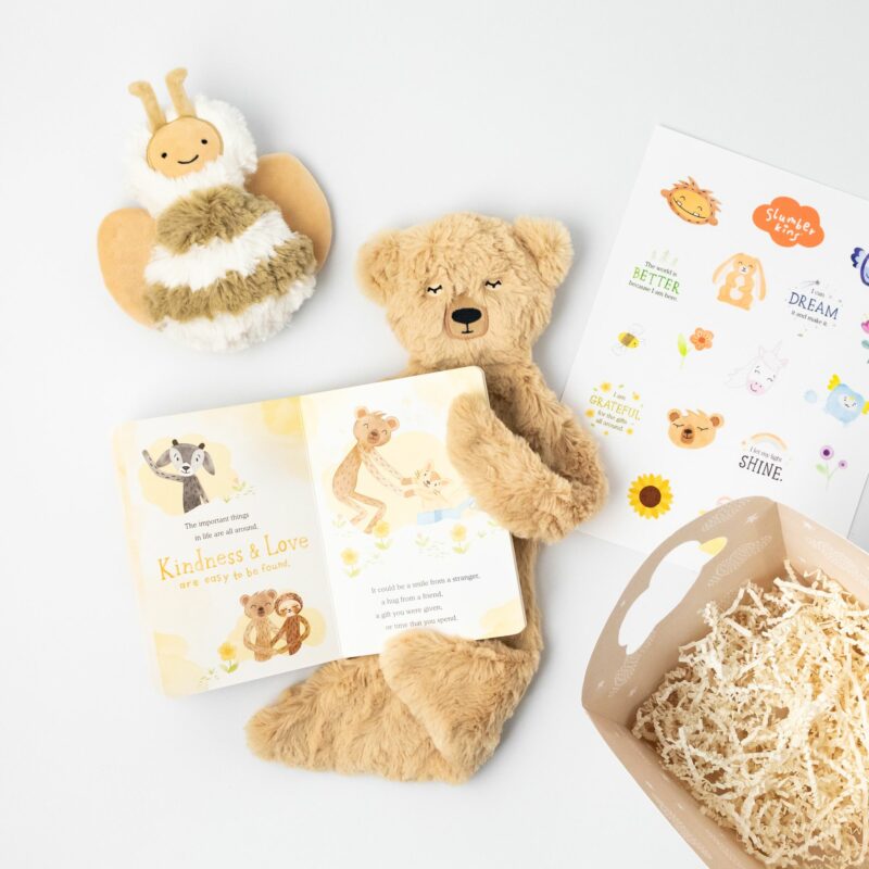 Honey Bear Snuggler and Bee Mini Gratitude Gift Basket from Slumberkins