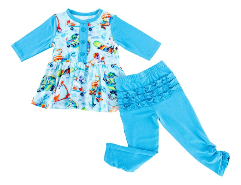 Brody Bamboo Viscose Birdie Baby Outfit Set with Ruffles available at Blossom