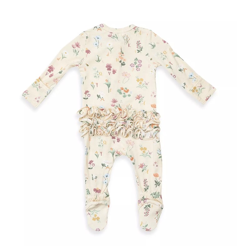 ABC Florals Bamboo Viscose Ruffle Footie from Angel Dear