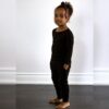 Hanlyn Collective The Staple Black Ribbed Bamboo Viscose Kids Loungies