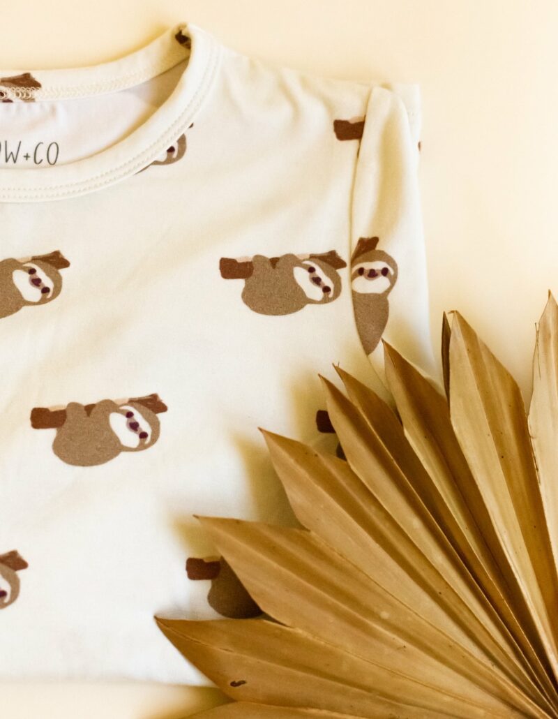 Willow+Co Sloth Bamboo Viscose Two-Piece Pajama Set