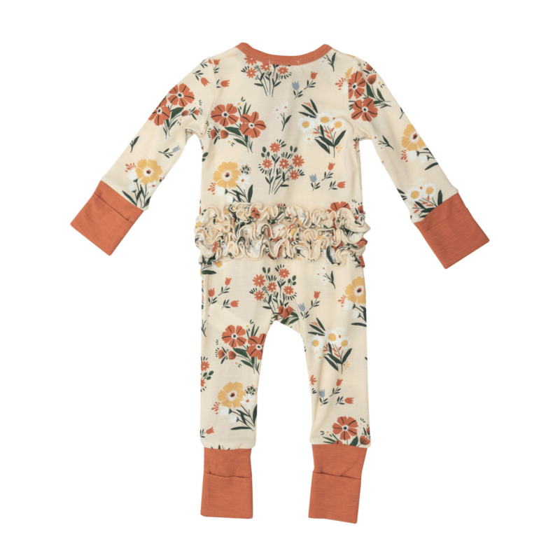 Garden Floral Ruffle Zipper Romper from Angel Dear Garden Floral Ruffle Zipper Romper from Angel Dear