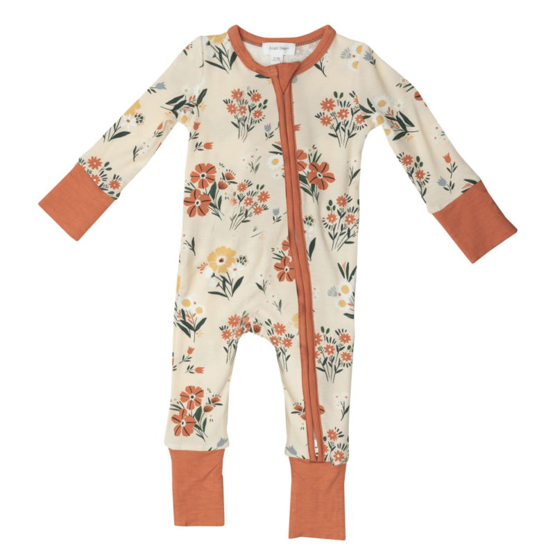 Angel Dear Garden Floral Ruffle Zipper Romper Angel Dear Garden Floral Ruffle Zipper Romper