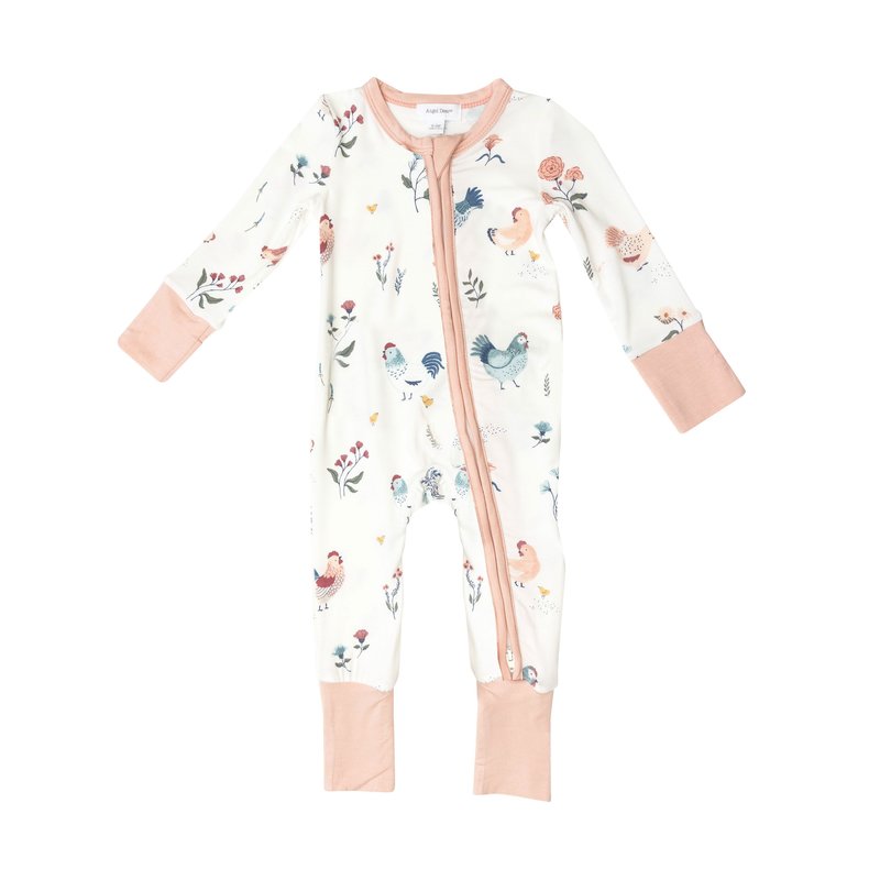 Heirloom Chickens Ruffle Zipper Romper available at Blossom