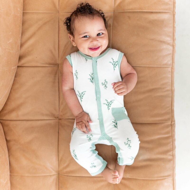 Sleeveless Snap Romper in Eucalyptus from Kyte BABY