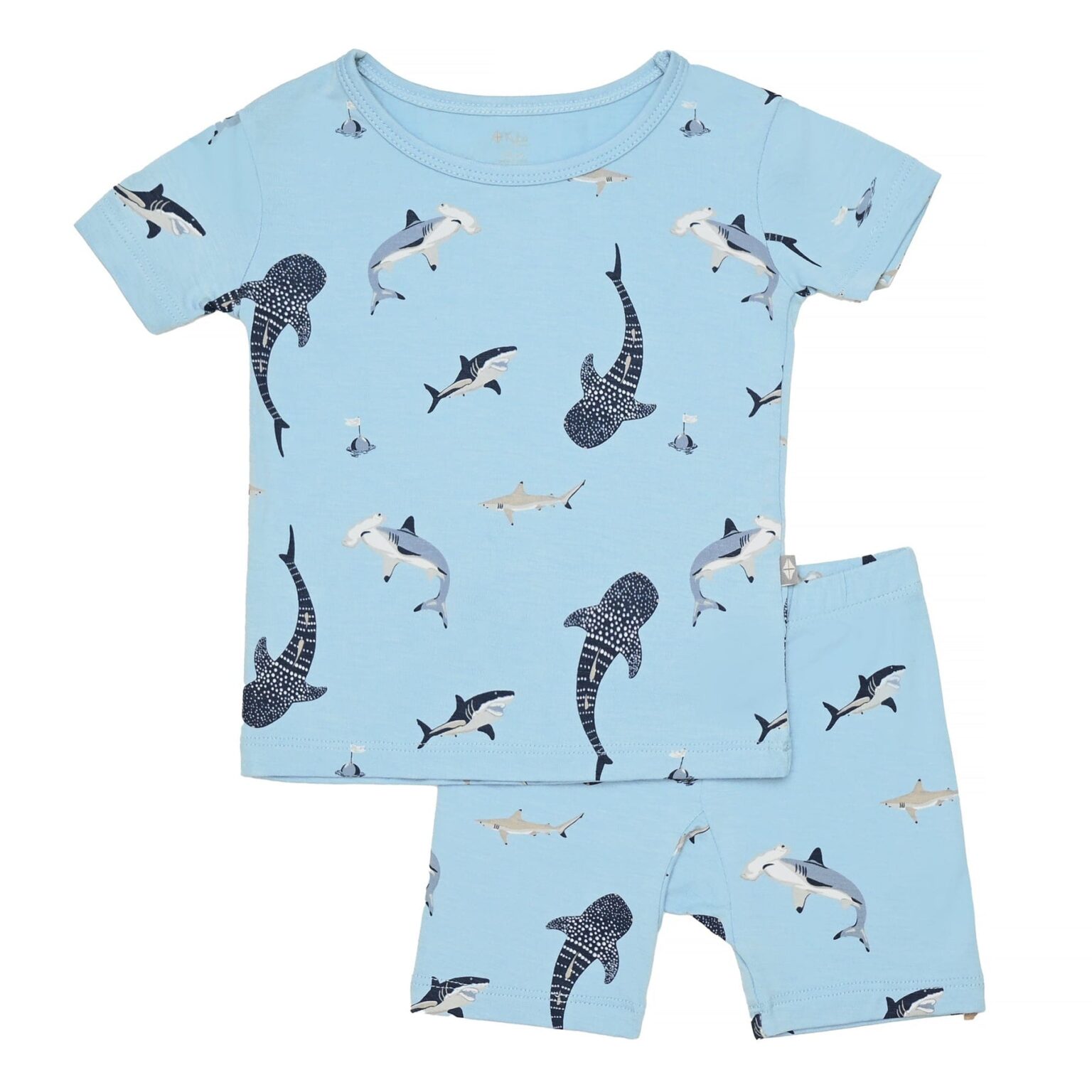 Kyte BABY Short Sleeve Toddler Pajama Set in Stream Shark Blossom