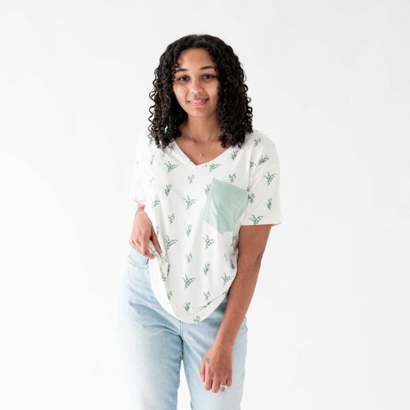 Kyte BABY Women’s Relaxed Fit V-Neck in Eucalyptus