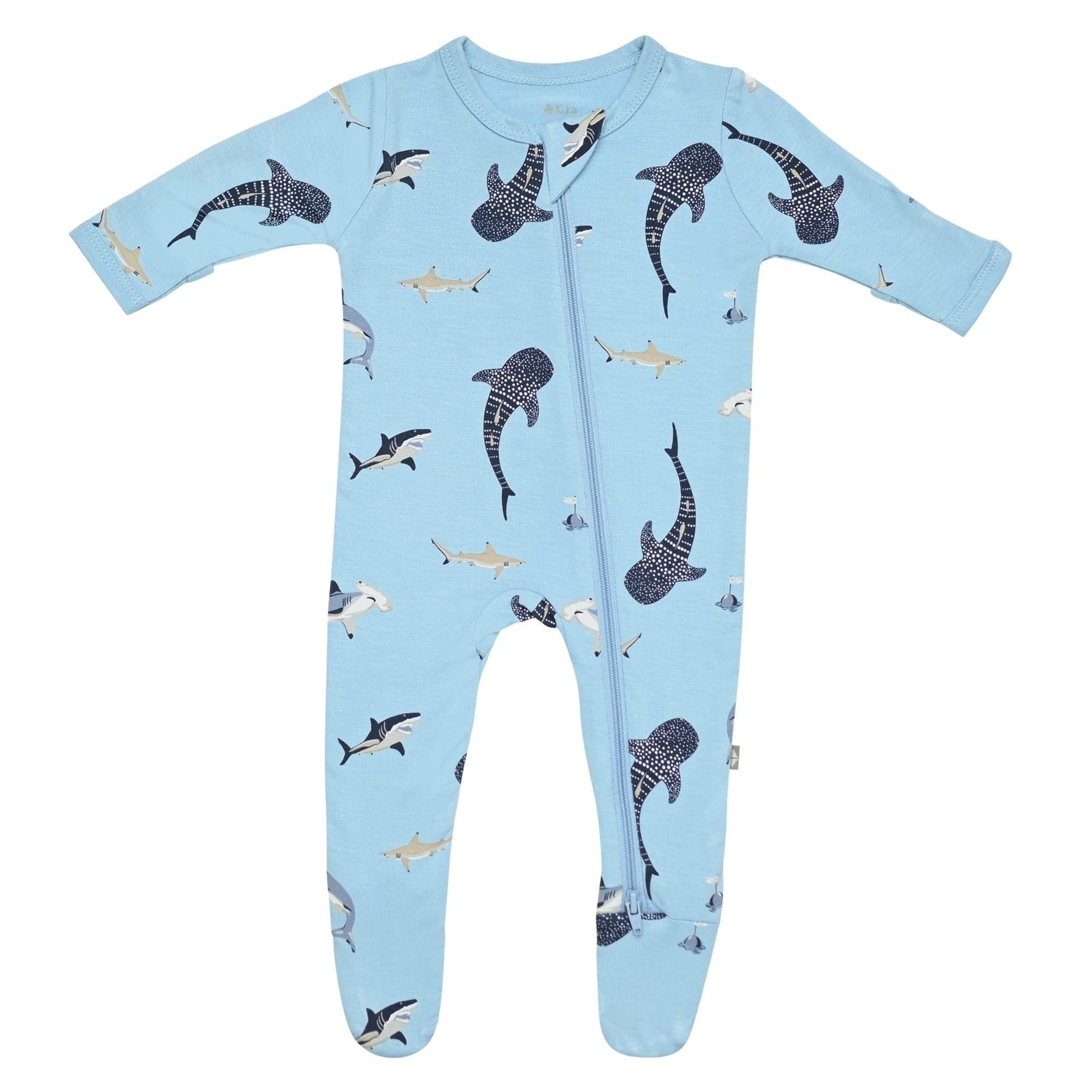 Kyte BABY Zippered Footie in Stream Shark – Blossom