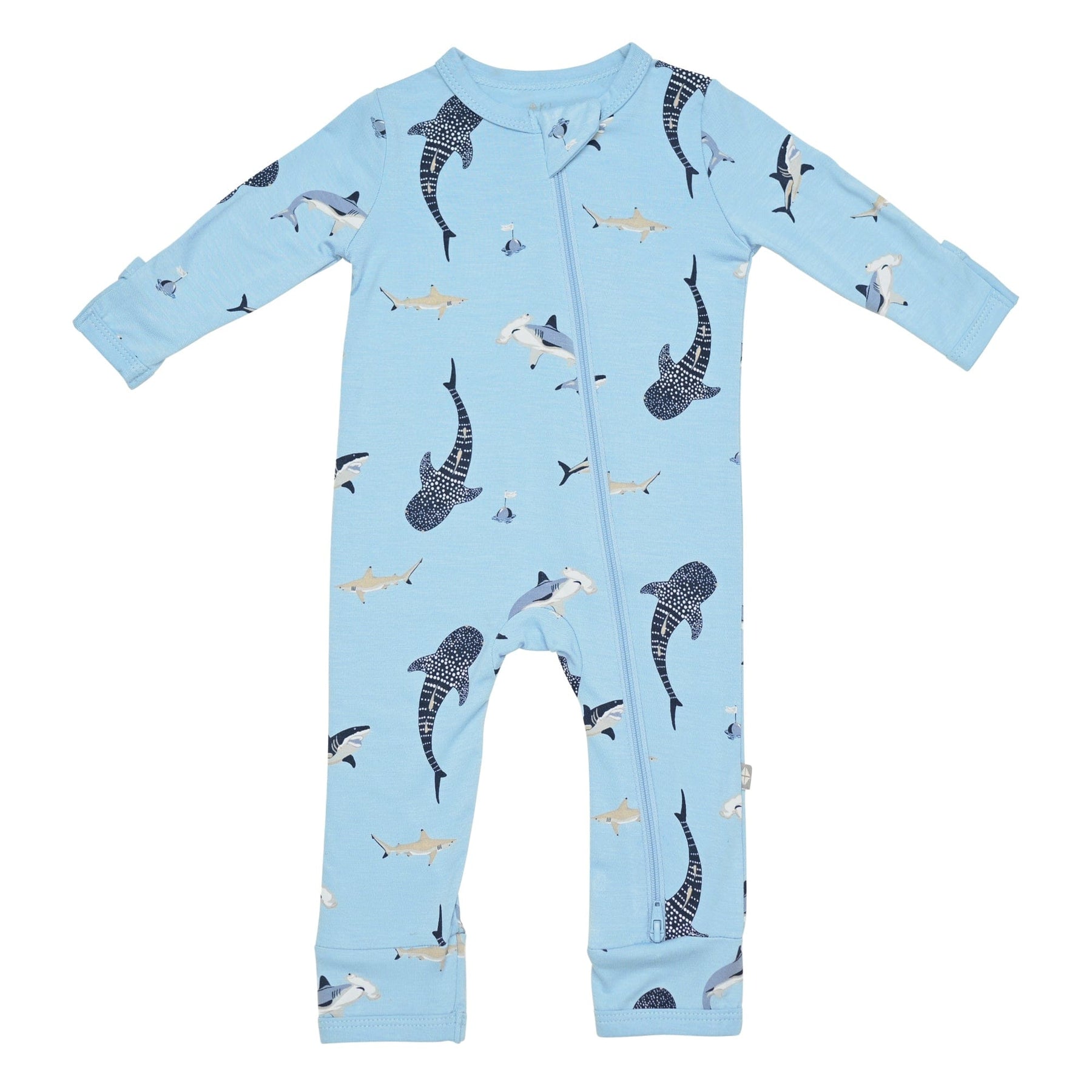 Kyte BABY Zippered Romper in Stream Shark