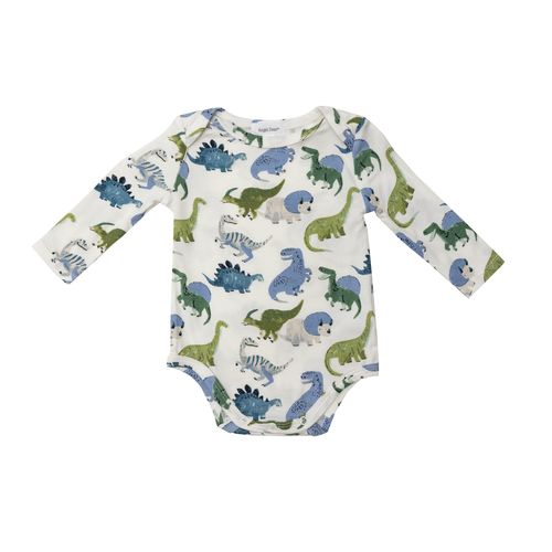 Angel Dear Painterly Dino Bamboo Viscose Long-Sleeve Bodysuit