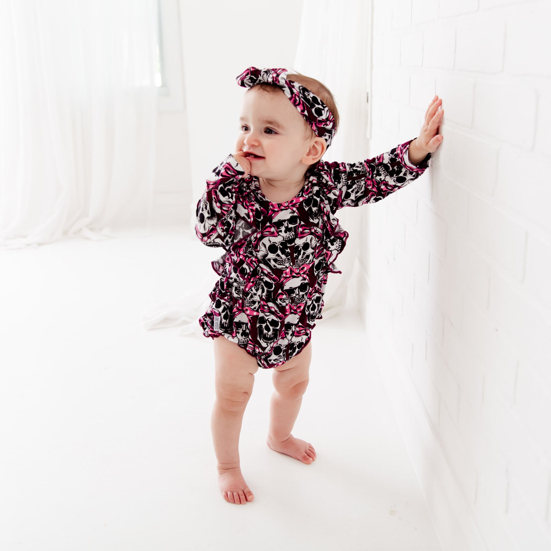 Dream Jamms Bad to the Bows Bamboo Viscose Long-Sleeve Bubble Romper