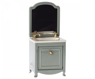 Maileg Sink Cabinet with Mirror for Mouse in Dark Mint