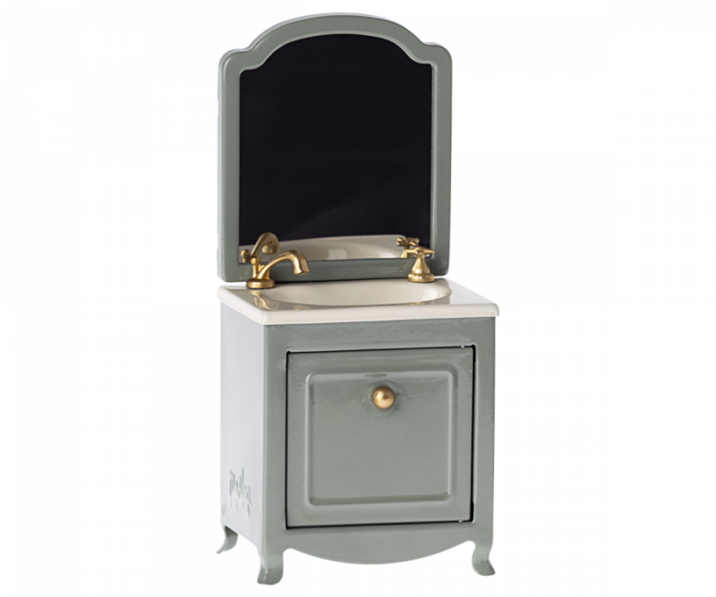 Maileg Sink Cabinet with Mirror for Mouse in Dark Mint