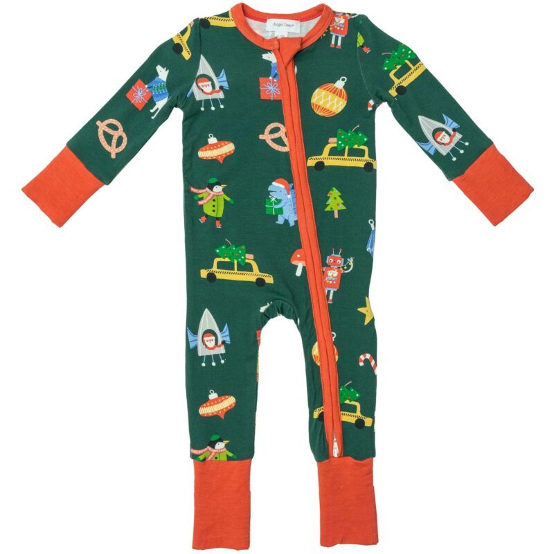 Angel Dear Merry and Bright Bamboo Viscose Zipper Romper