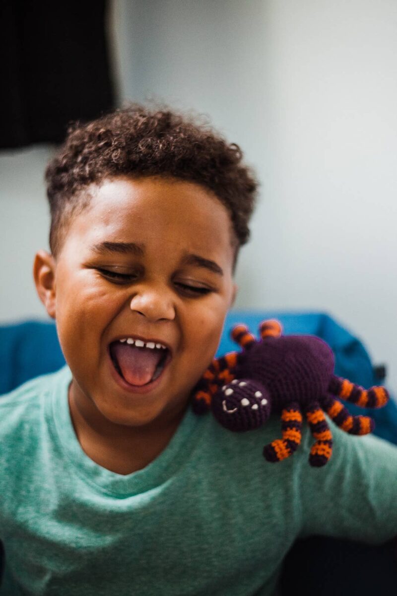 Purple Spider Rattle made by Pebble