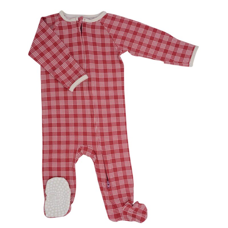 Red Tartan Bamboo Viscose Footie