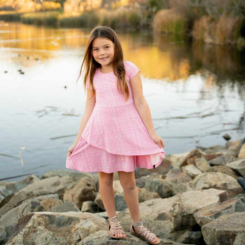 Sweet Bamboo Pink Weave Bamboo Emma's Tulip Dress