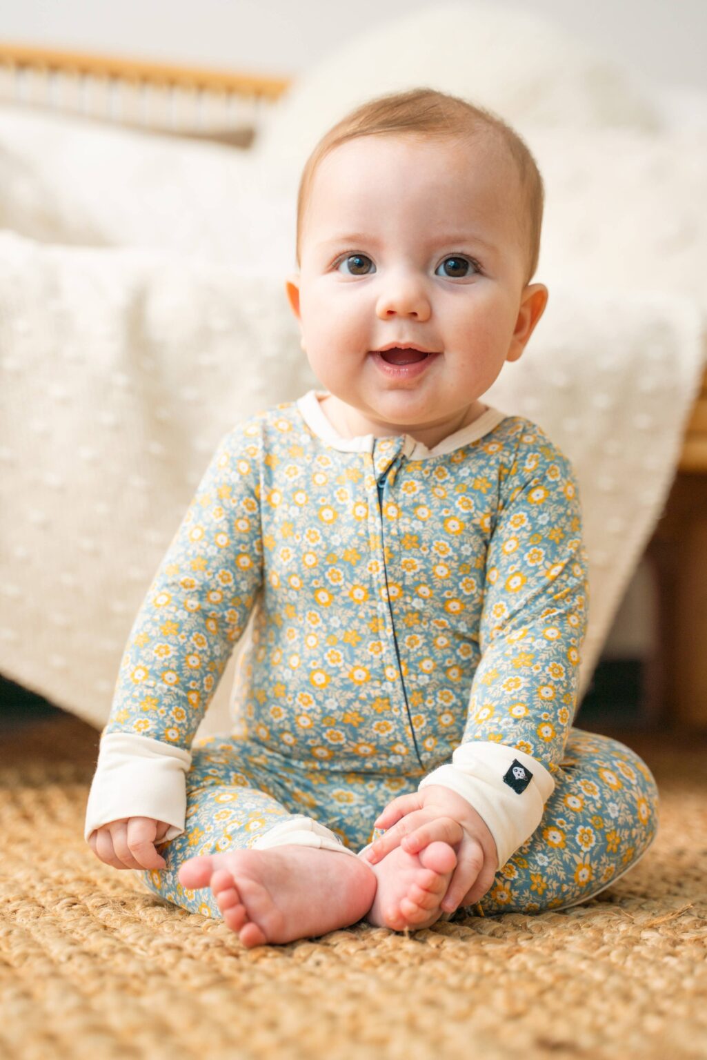 Sweet Bamboo Blue Flowers Bamboo Viscose Romper Blossom