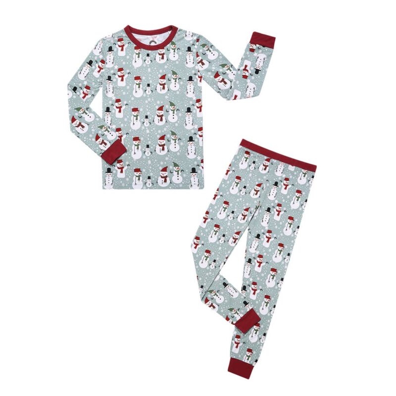 Snow People Holiday Bamboo Viscose Pajama Set from Emerson and Friends