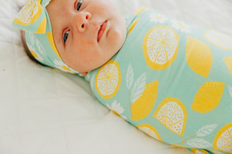 Lemon Knit Swaddle Blanket made by Copper Pearl