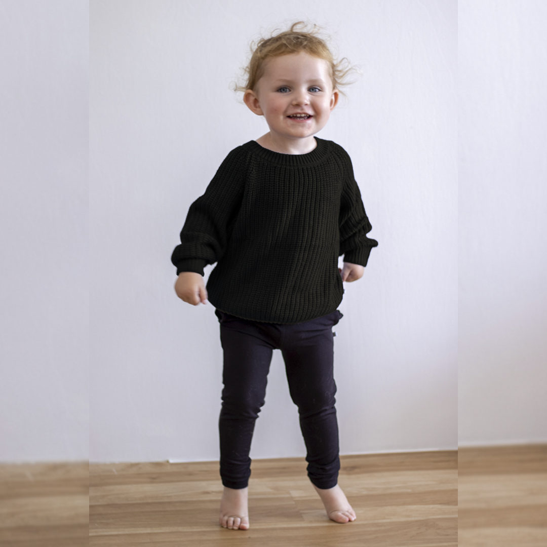 Hanlyn Collective The Staple Black Little Chunky Knit Bamboo Sweater
