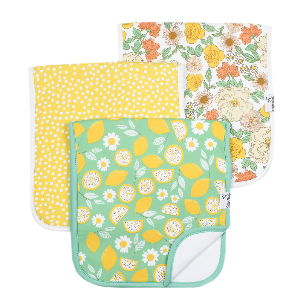 Copper Pearl Lemon Burp Cloth Set 3-Pack