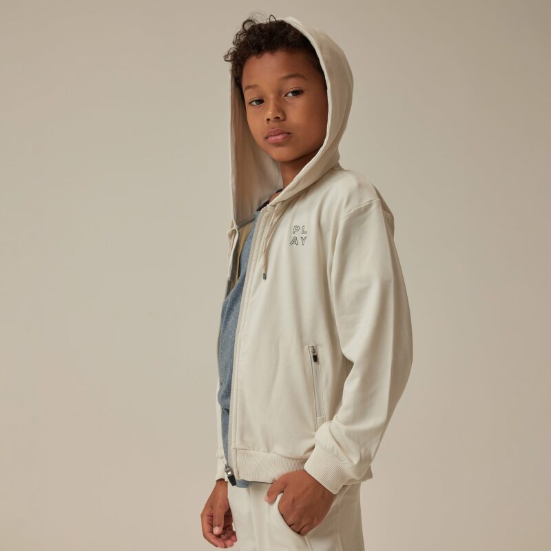 Play X Play Zip-Up Tech Hoodie In Stone