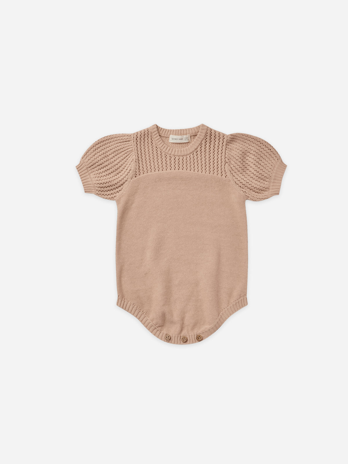 Quincy Mae Pointelle Knit Romper In Blush