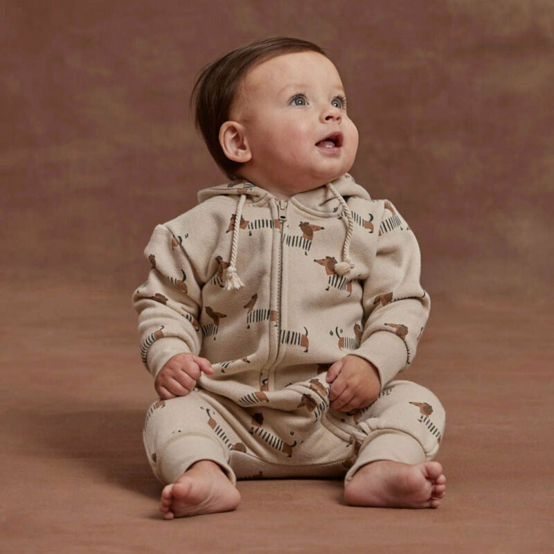 Hooded Jumpsuit In Dachshund from Rylee + Cru
