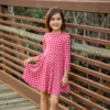 Sweet Bamboo Red Tartan Bamboo Swirly Dress