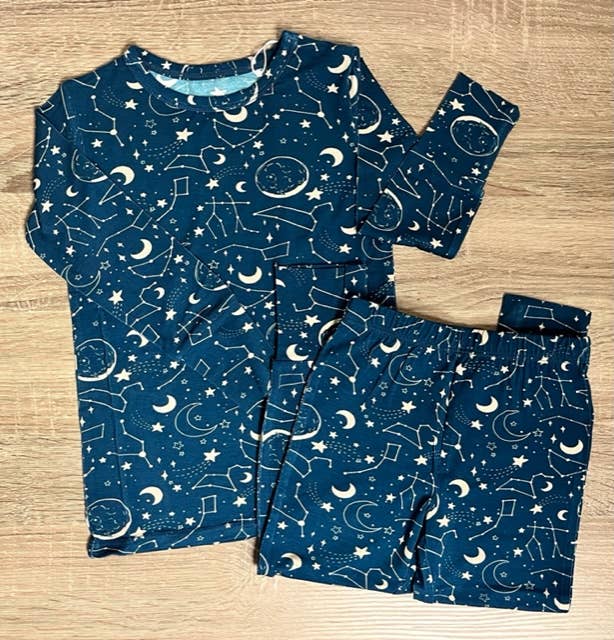 Butterscotch Babies Midnight Blue Constellation Bamboo Viscose Two-Piece Pajama Set