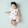 Kyte BABY Twirl Bodysuit Dress in Black and White Zen