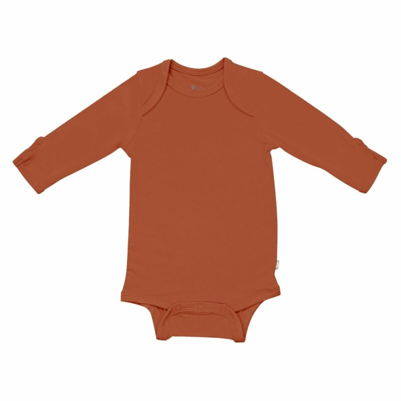 Kyte BABY Long Sleeve Bodysuit in Rust