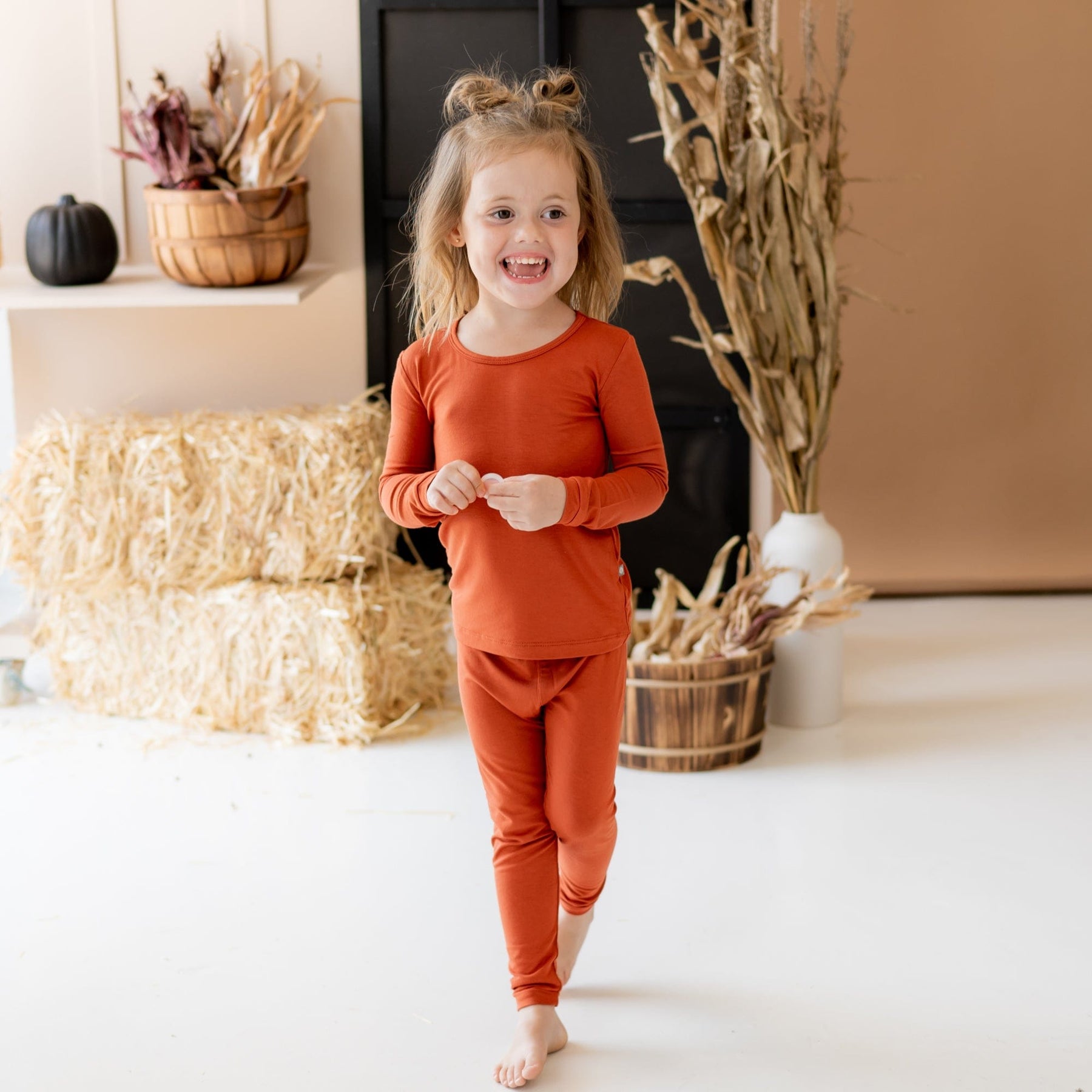 Kyte BABY Toddler Pajama Set in Rust Blossom