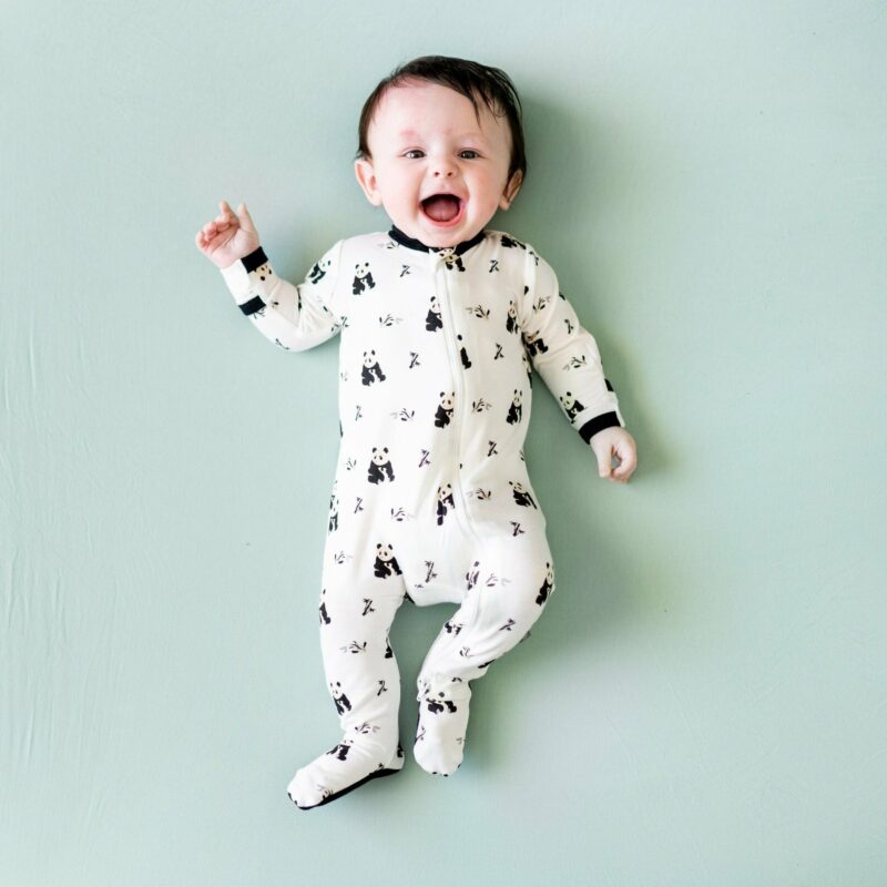 Zippered Footie in Black and White Zen from Kyte BABY