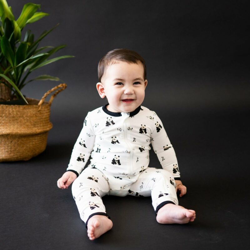 Zippered Romper in Black and White Zen from Kyte BABY