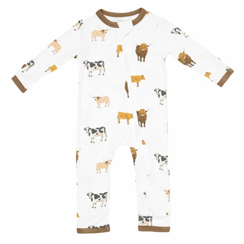 Kyte BABY Zippered Romper in Moo