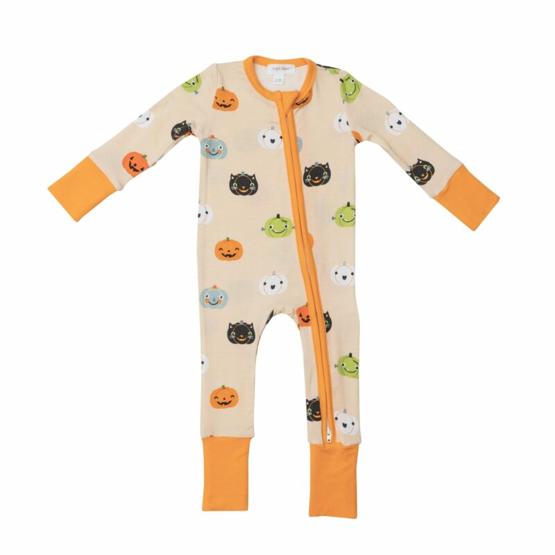 Halloween Pumpkins Bamboo Viscose Zipper Romper from Angel Dear