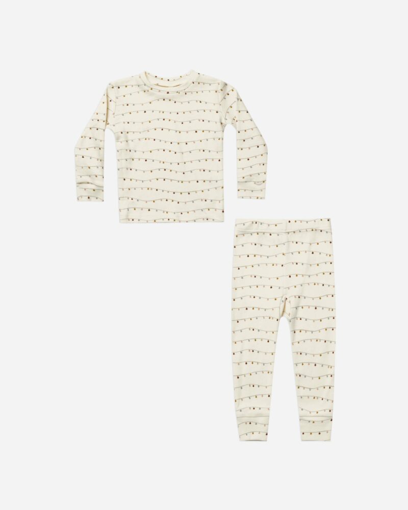 Organic Long Sleeve Pajama Set In Lights from Rylee + Cru