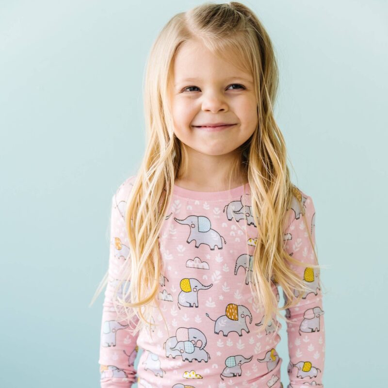 Little Sleepies Pink Elephant Snuggles Two-Piece Bamboo Viscose Pajama Set