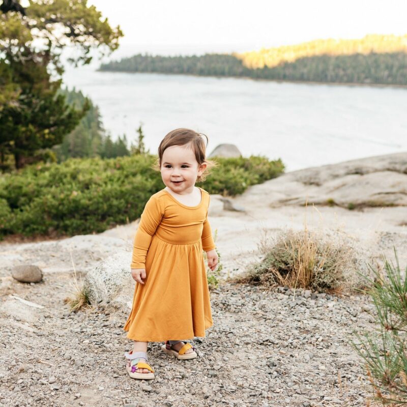 Long Sleeve Twirl Dress in Marigold