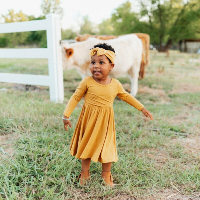 Kyte BABY Long Sleeve Twirl Dress in Marigold