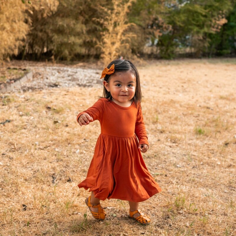 Kyte BABY Long Sleeve Twirl Dress in Rust