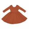 Long Sleeve Twirl Dress in Rust from Kyte BABY
