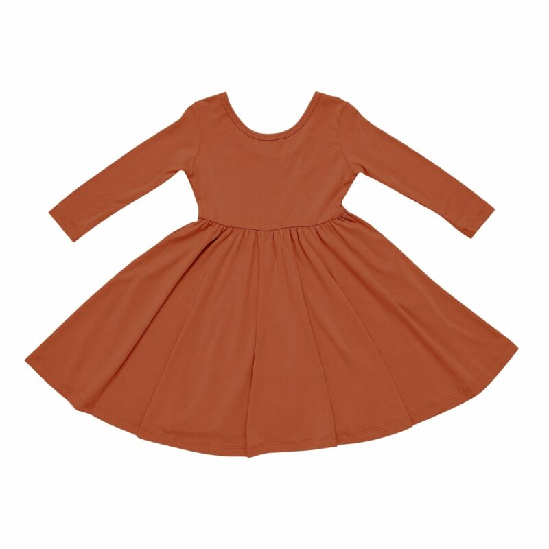 Long Sleeve Twirl Dress in Rust from Kyte BABY