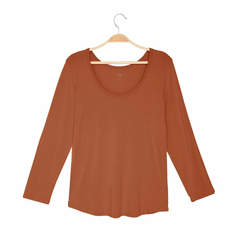 Women's Long Sleeve Scoop Neck Tee in Rust from Kyte BABY